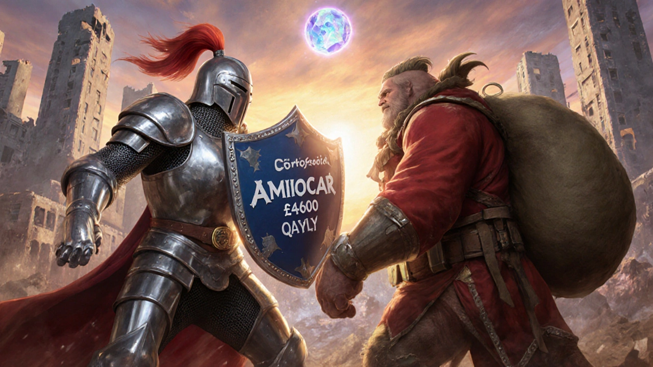 Knight Amiocar fighting corticosteroid soldier, showing cost savings and future expansion.