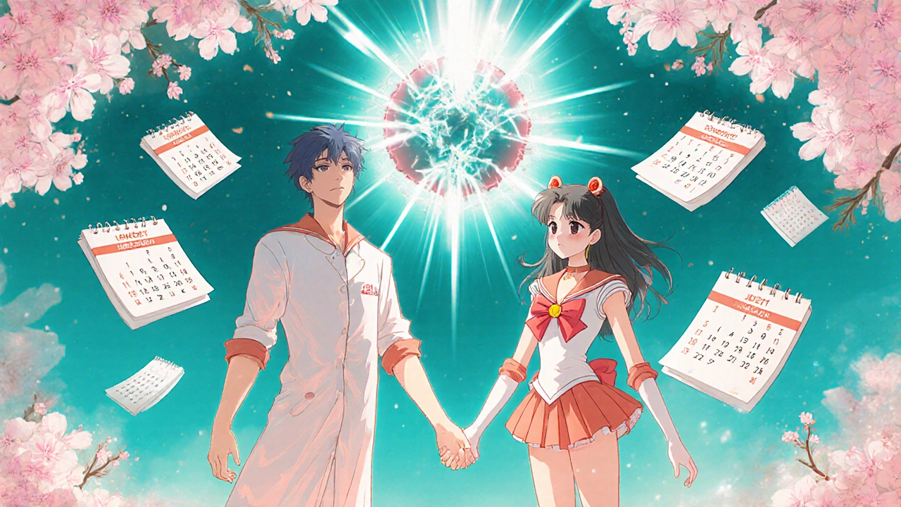 A pharmacist and patient combining omeprazole and verapamil to destroy TB bacteria’s resistance in anime style.