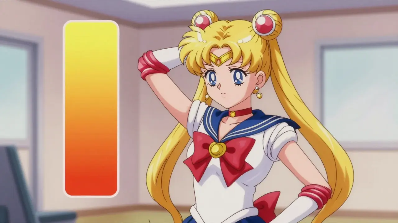 Character checking exertion level with color gradient scale.