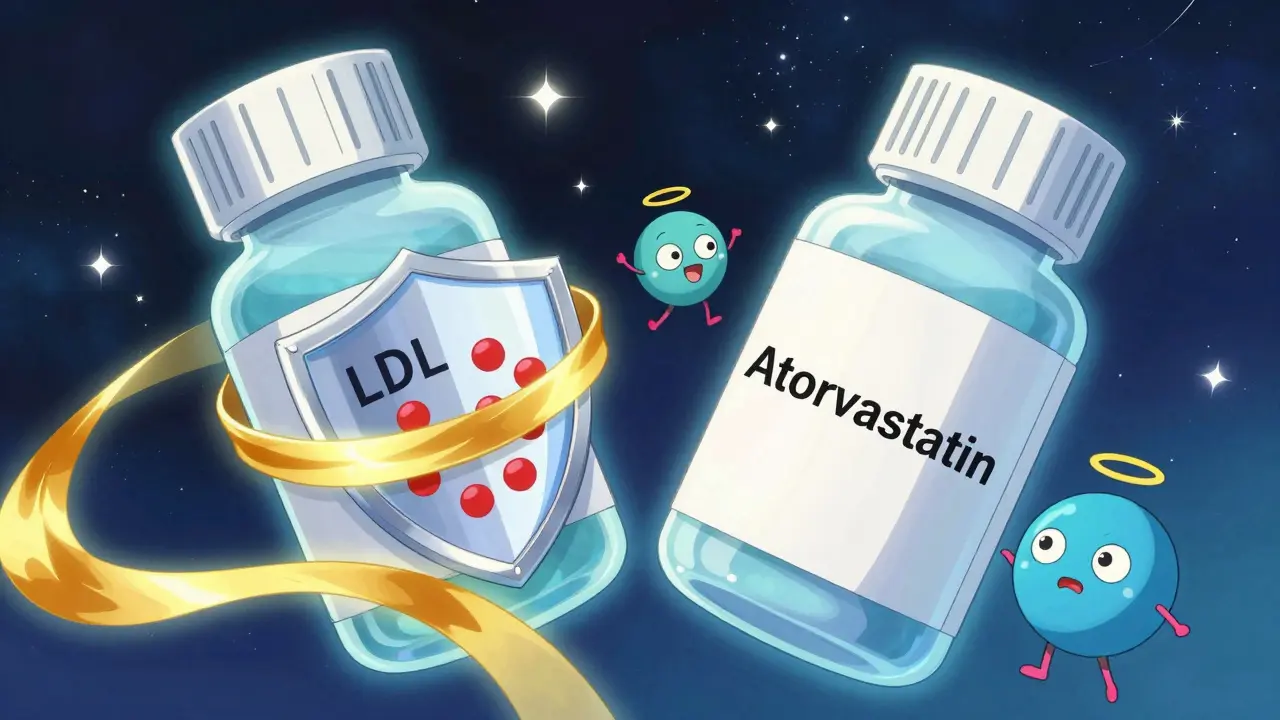 Stylized pills showing long-lasting effects against cholesterol